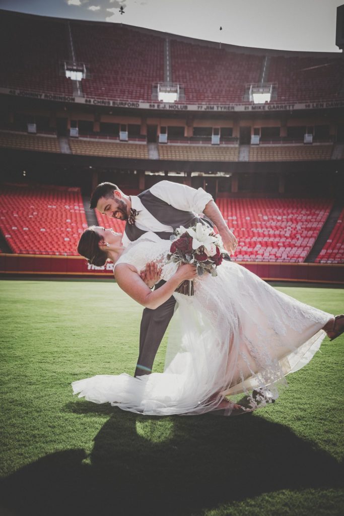 cheifs wedding i do bride groom kansas city mo