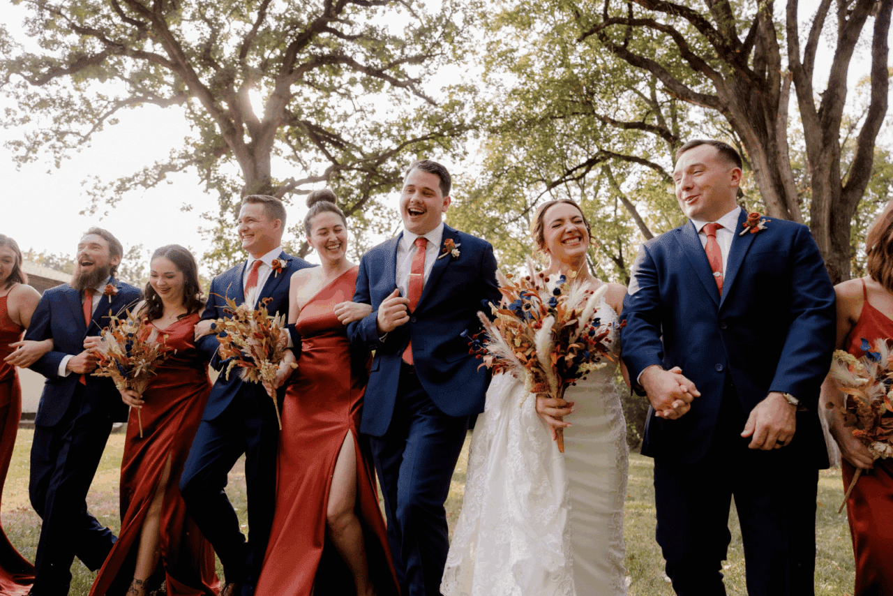Kansas October Wedding Bridal Party Photography