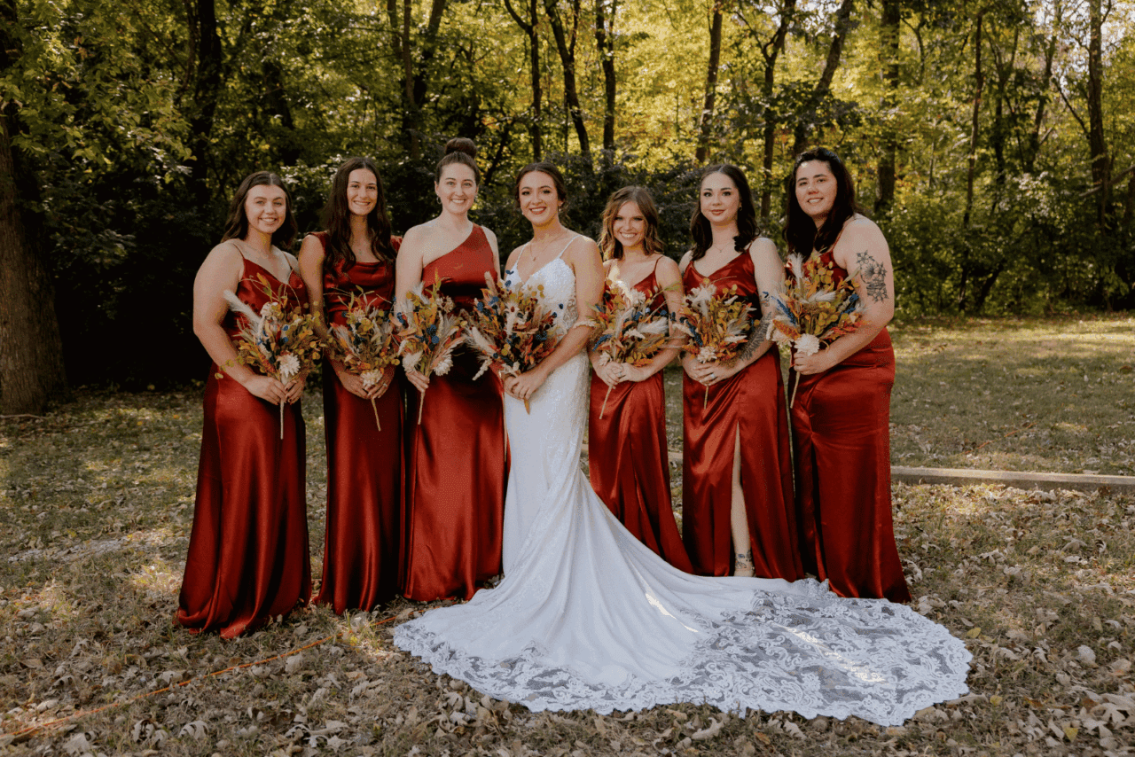 Kansas October Wedding Bridal Party Photography