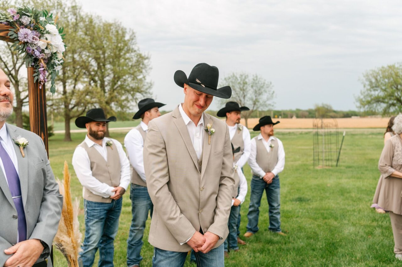 Groom Emotional Wedding Photography Kansas