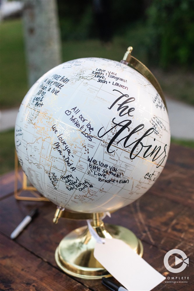 sign a globe at wedding