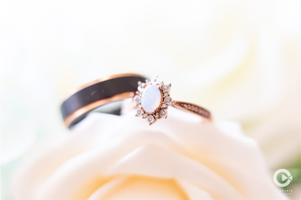 Wedding ring on flower
