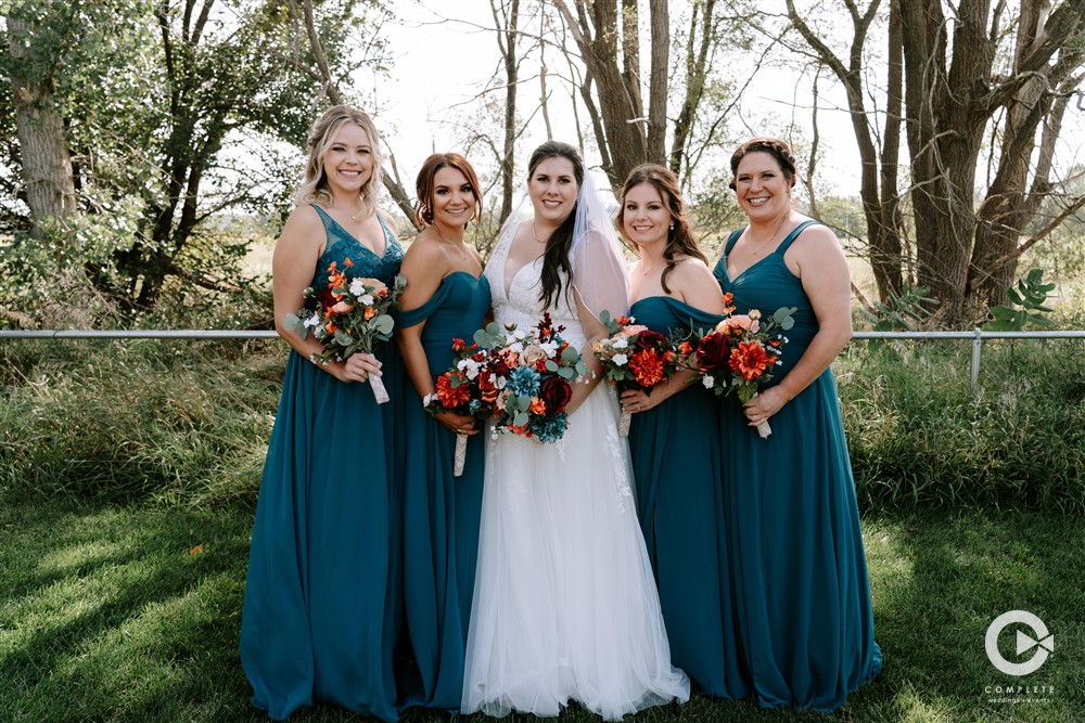 blue and orange bridesmaid colors