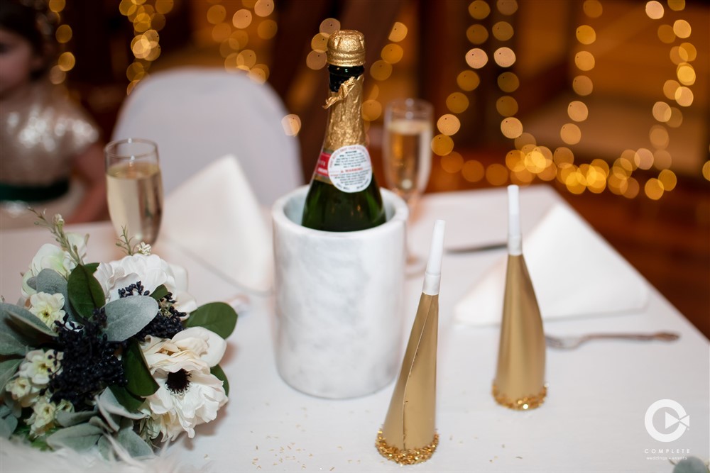 Champagne at NYE wedding