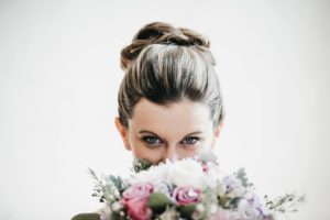 Blushing bride, Excelsior bride, bridal bouquet