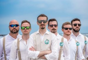 groom squad, beach wedding,