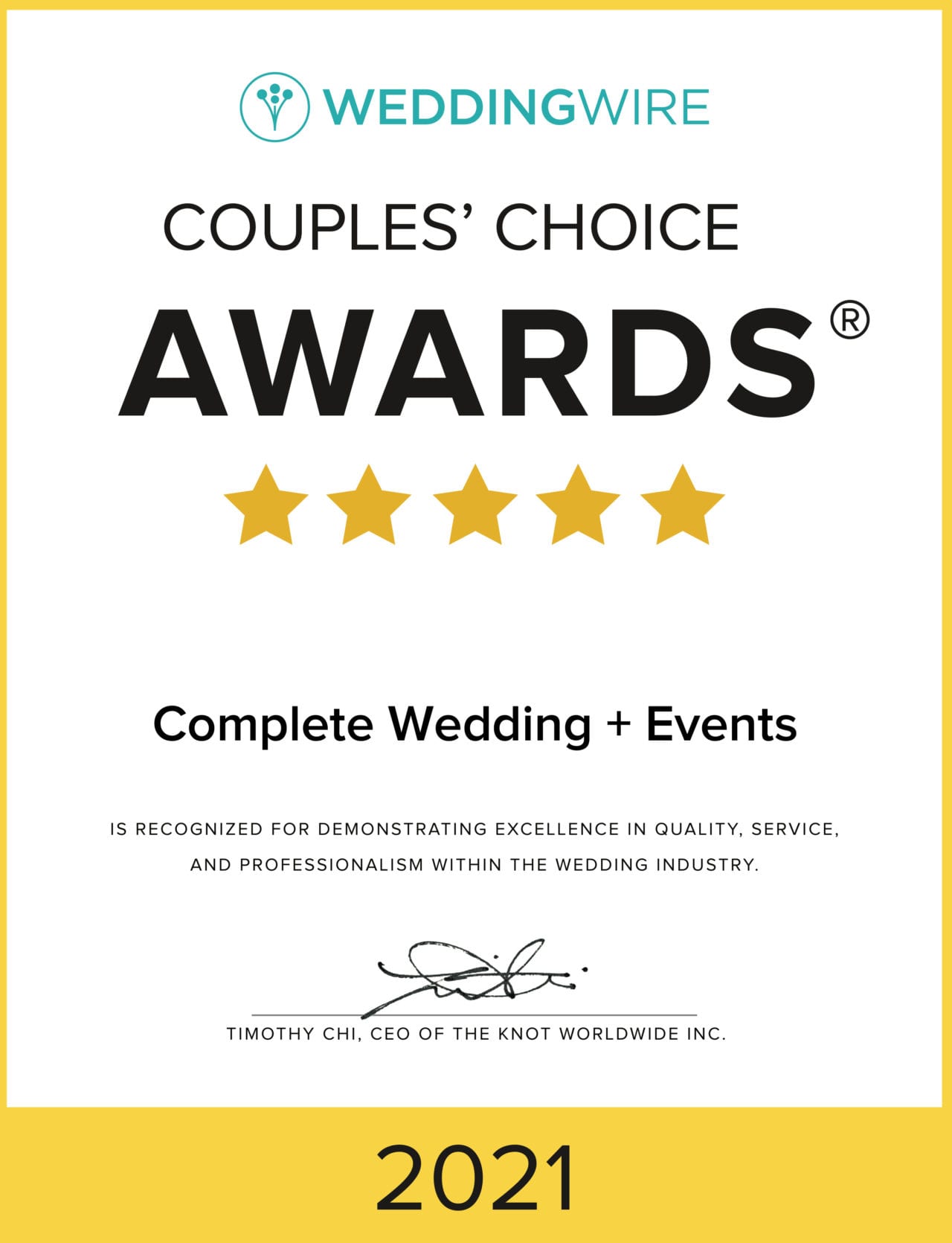 2021 Wedding Wire Couples Choose Awards