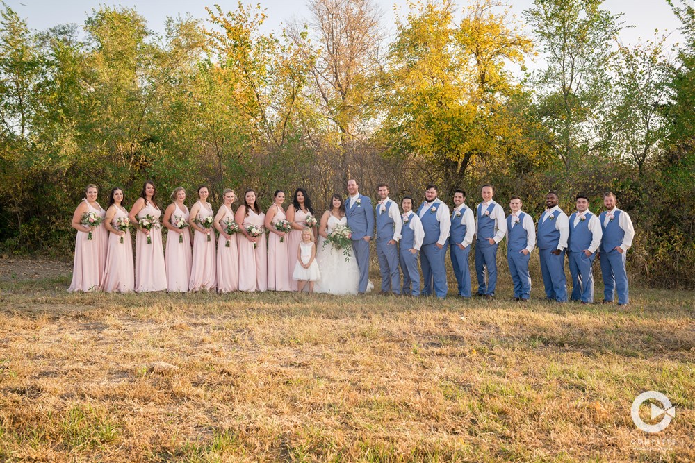 Large wedding party with 9 on each side