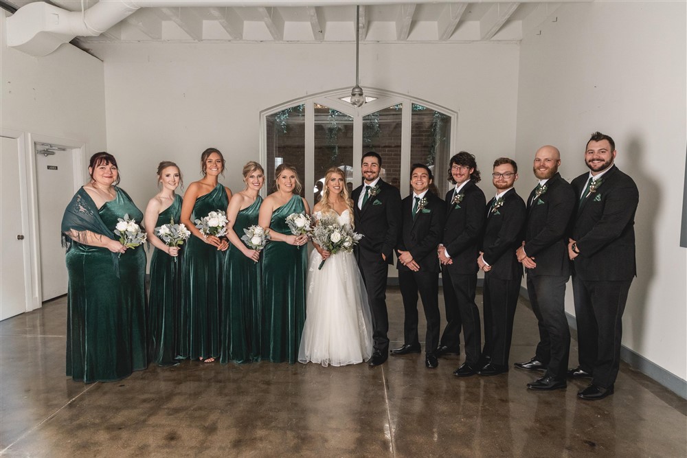 dark green winter wedding