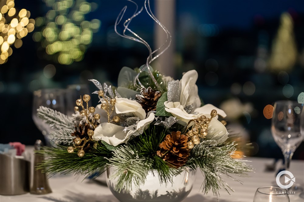 silver winter wedding decor