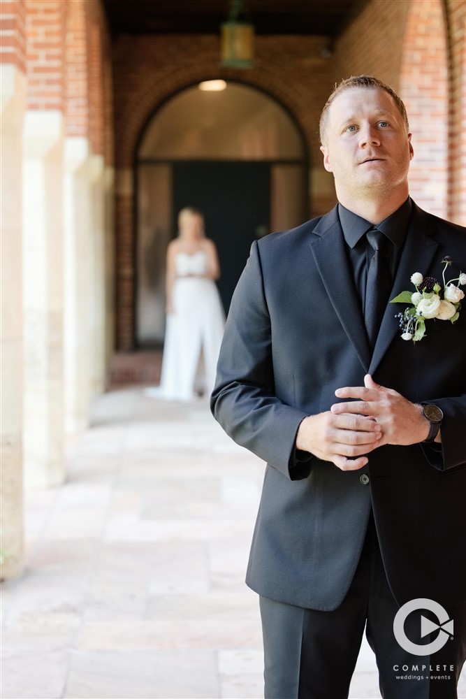 Bride and groom first look