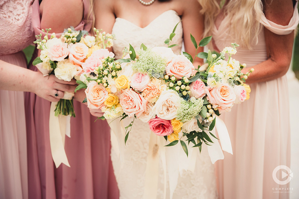 shades of pink and yellow wedding colors