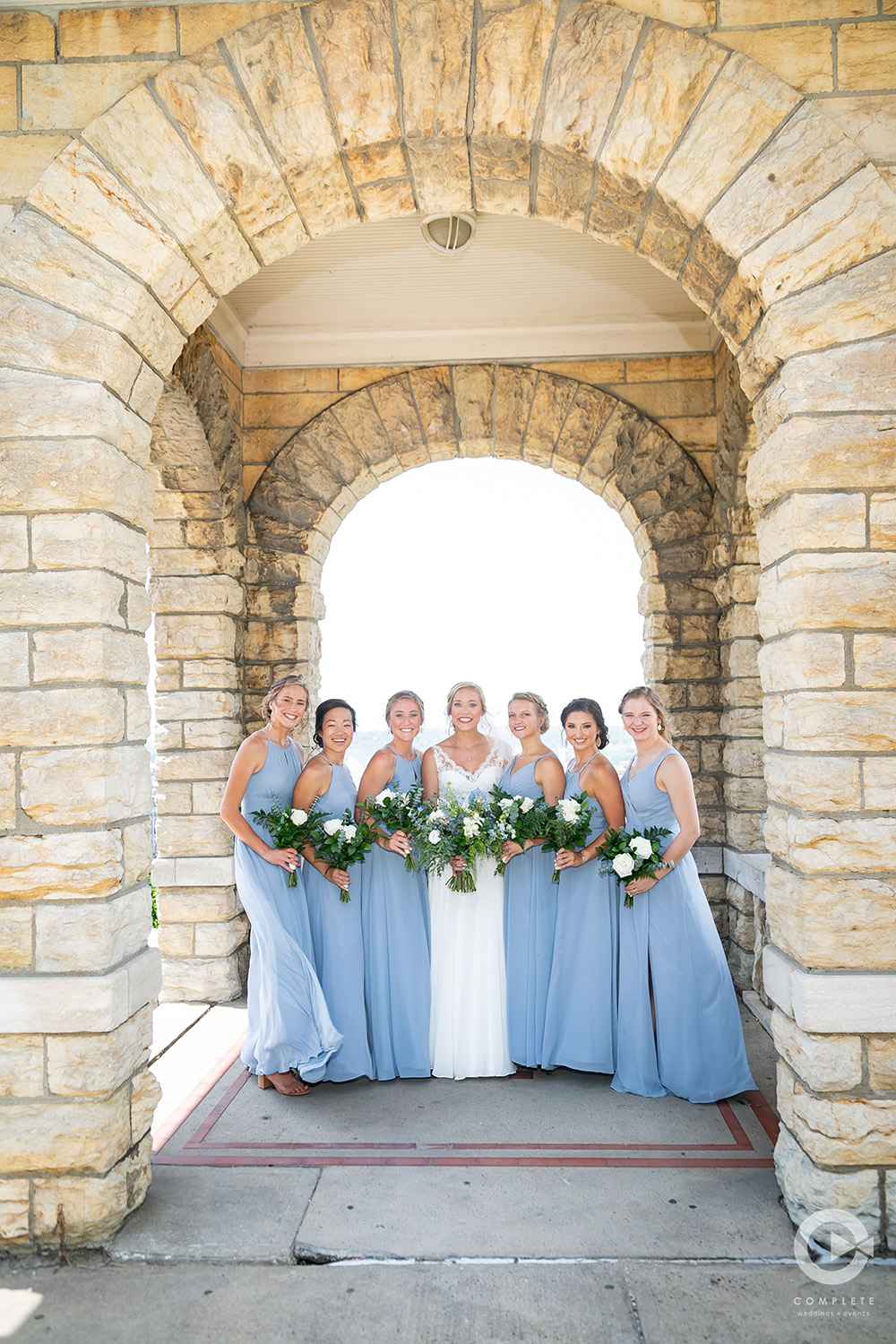 bridesmaid in cerulean blue