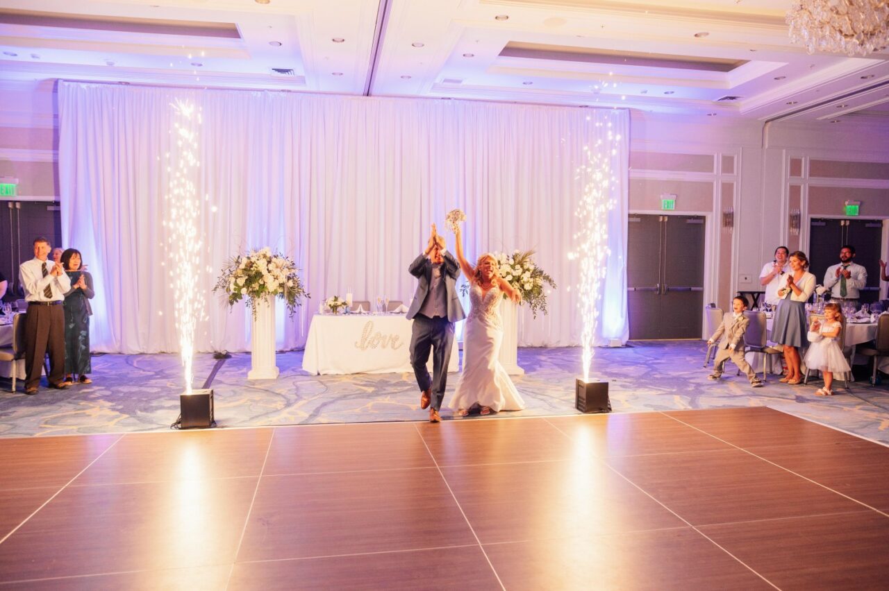 Newlyweds Grand Entrance with Cold Sparks