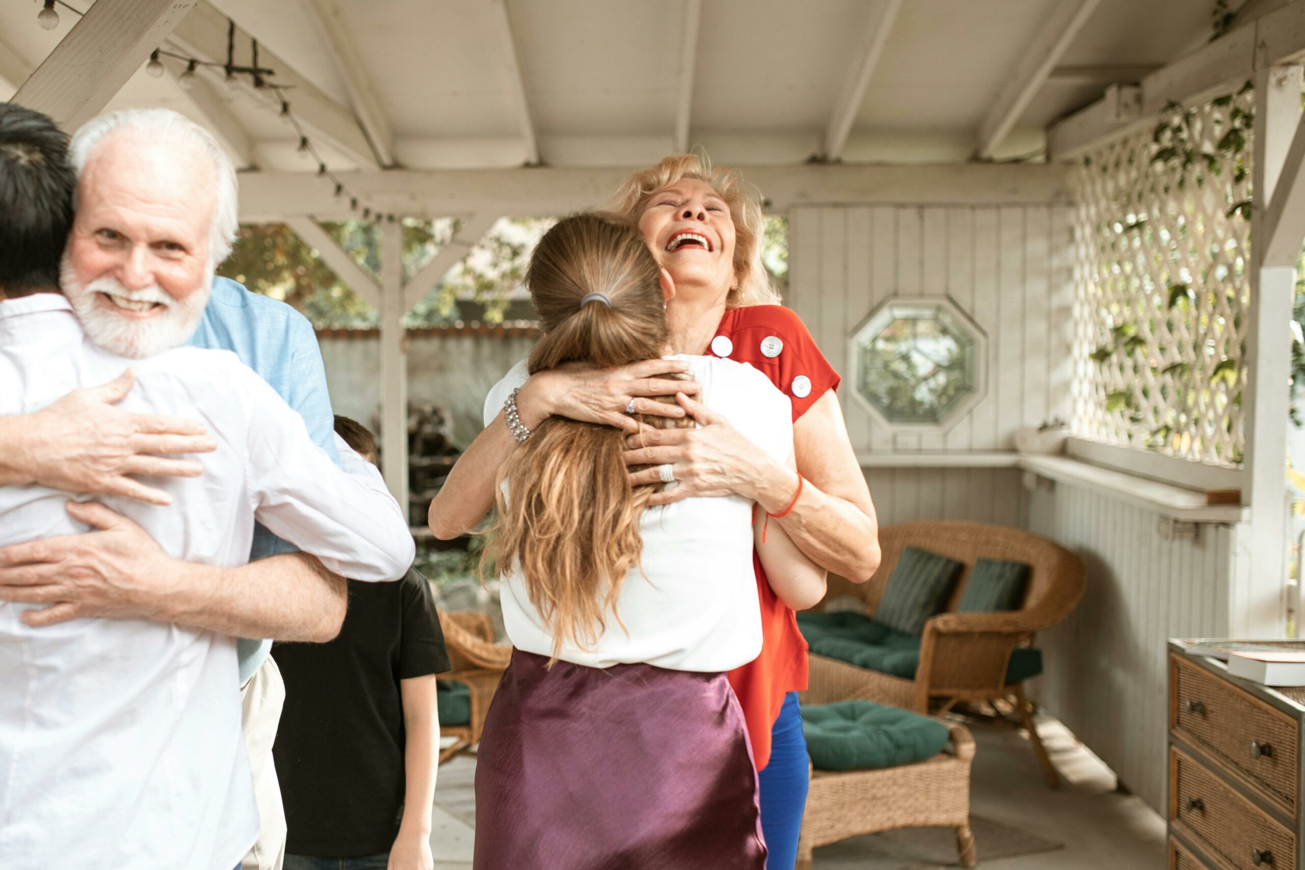 Adults Children Hugging Parents