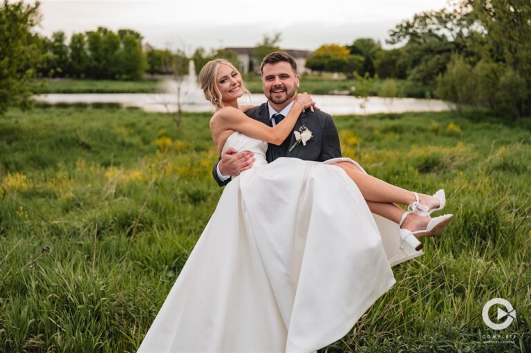 Wedding couple carry