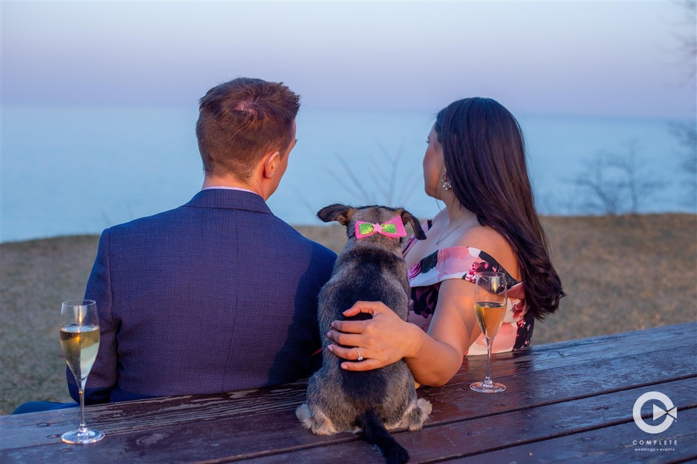 Engagement shoot with dog in Milwaukee