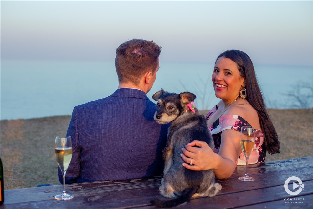 Engagement shoot with dog in milwaukee