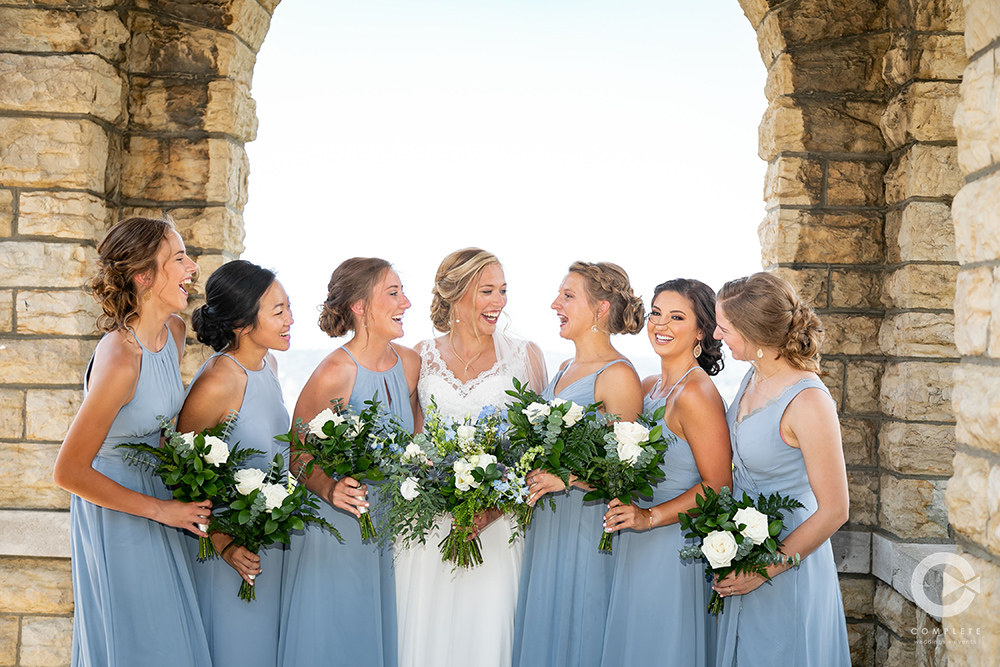 bridesmaids in blue