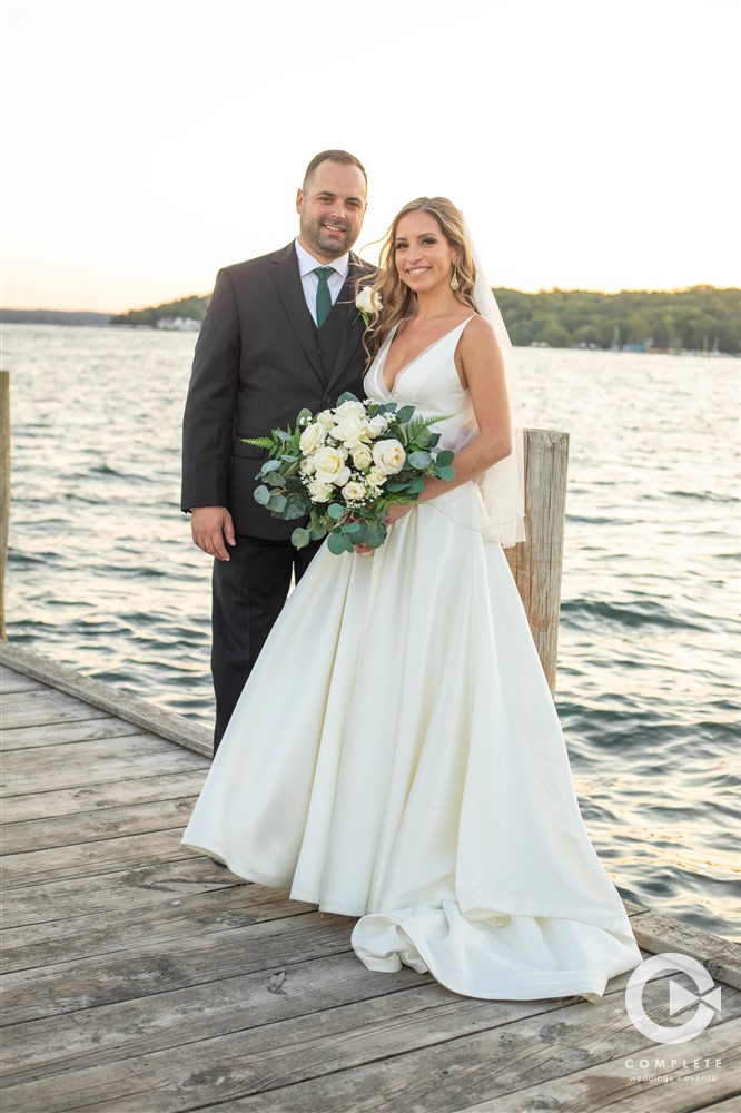 bride and groom Lake Geneva