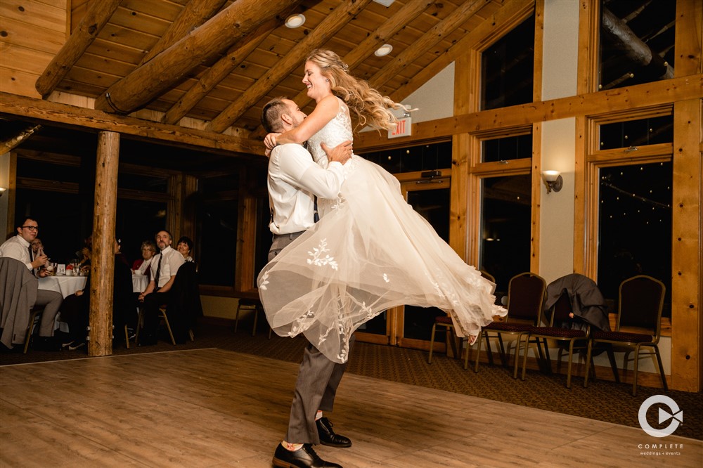 bride and groom lift