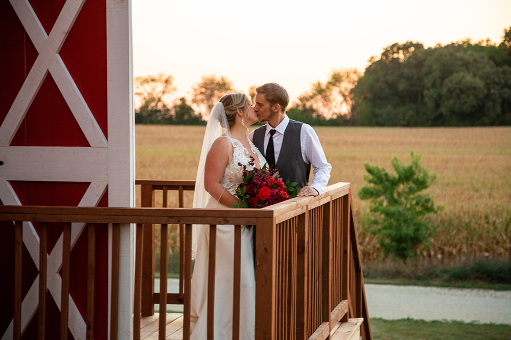 bride and groom at country wedding