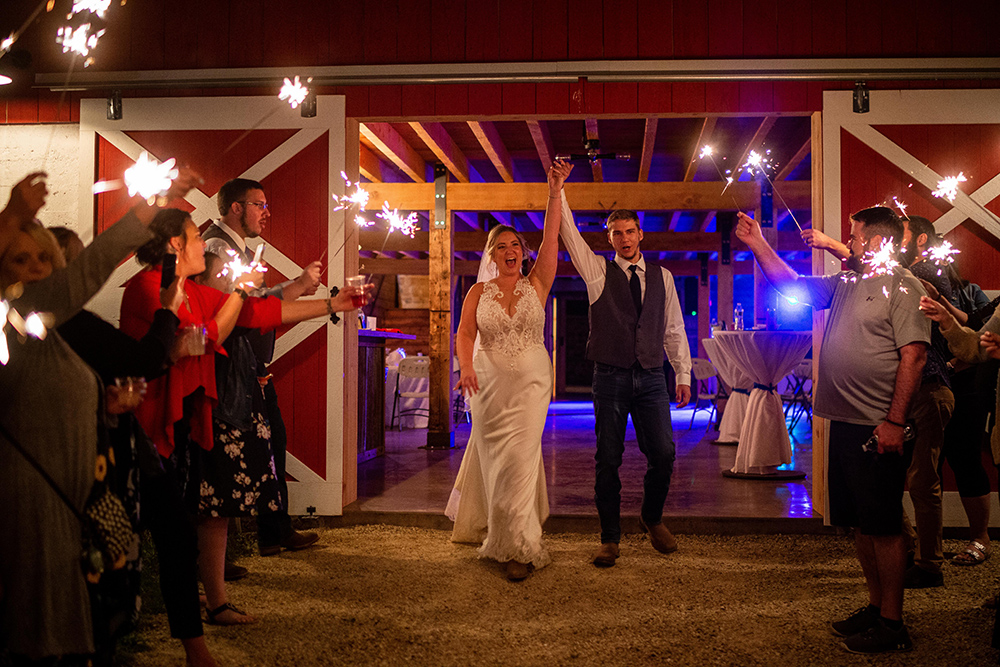 wedding exit from barn