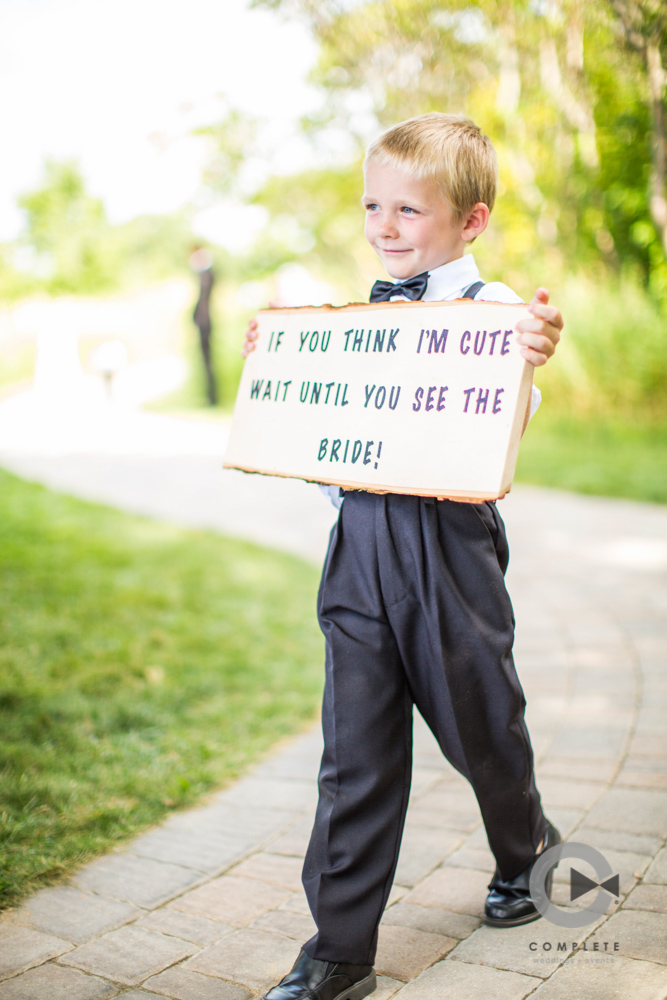 ring bearer with sign
