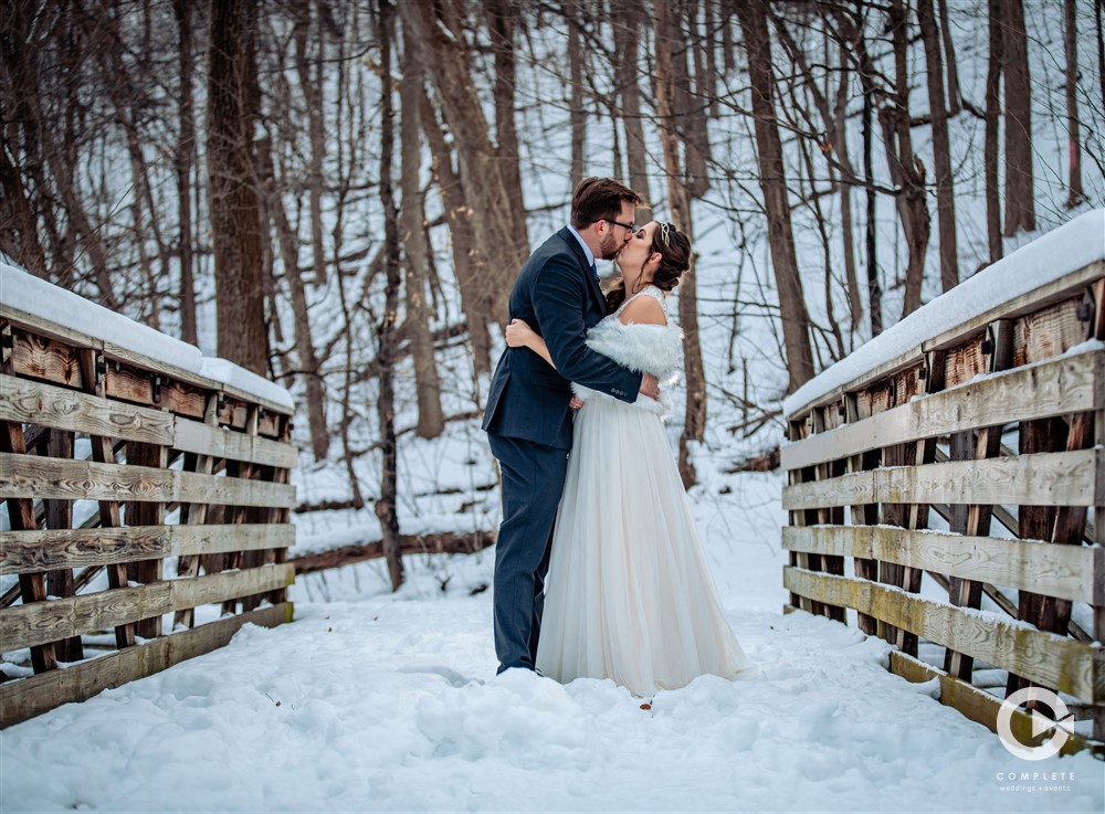 Newlyweds enjoying the snow.