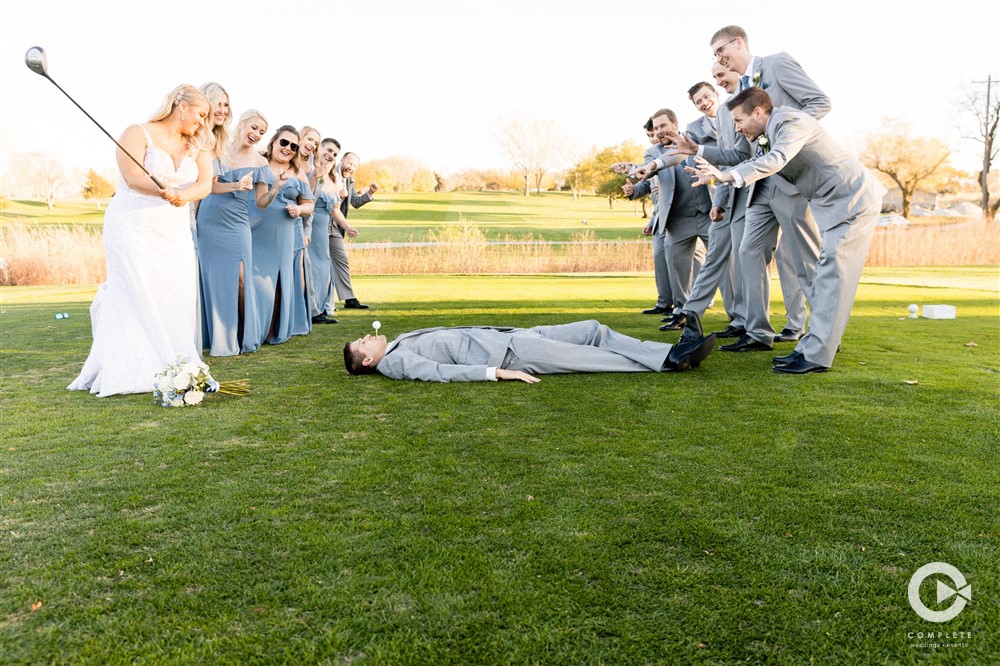 fun wedding party photo