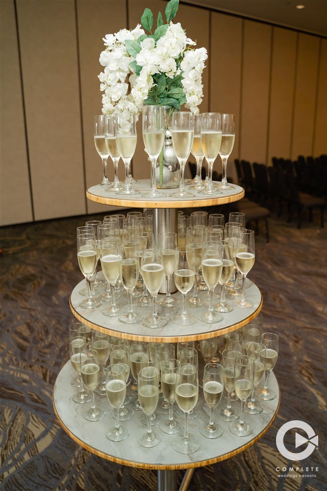 champagne wedding tower