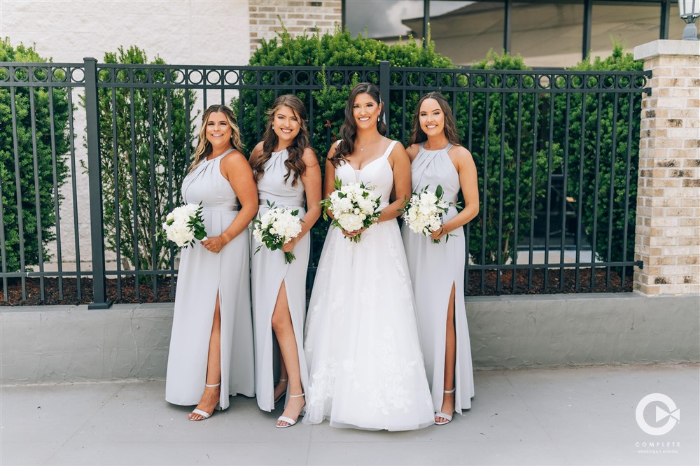 gray blue wedding colors in bridesmaid dresses