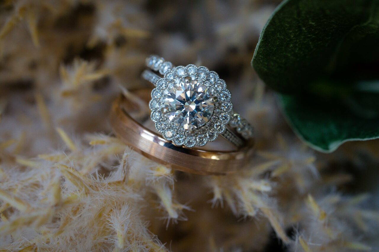 ring with wedding details