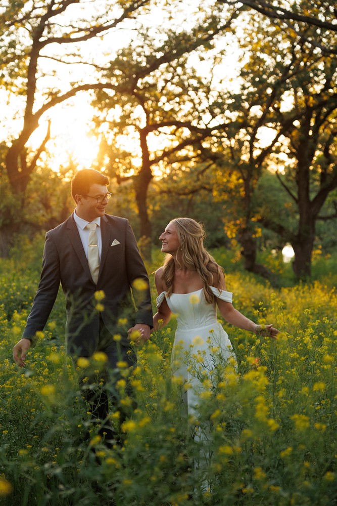 Walking through grass during sunset at Mahoney state park with Eddie Lucero