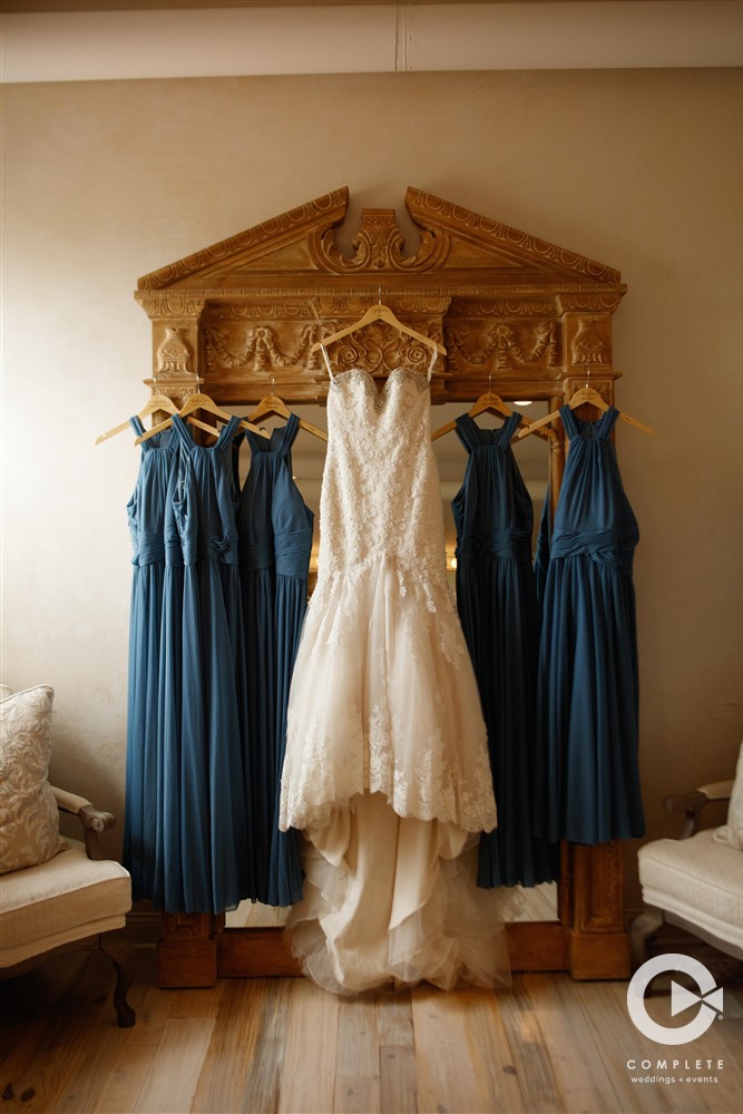 wedding dress and bridesmaid dresses