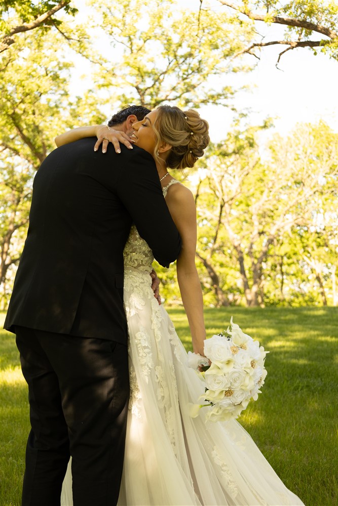 Bride and groom at Castle Unicorn a venue right outside of Omaha with wedding photographer Claire Katan