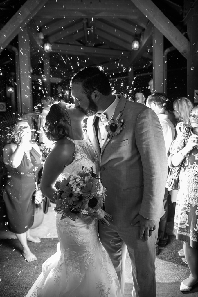 Bride and Groom Kiss Exit