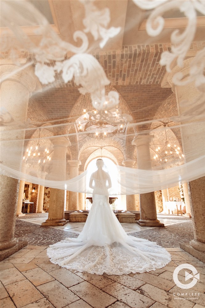 Wedding veil shot at Bella Collina February wedding amazing artistic wedding photo outside