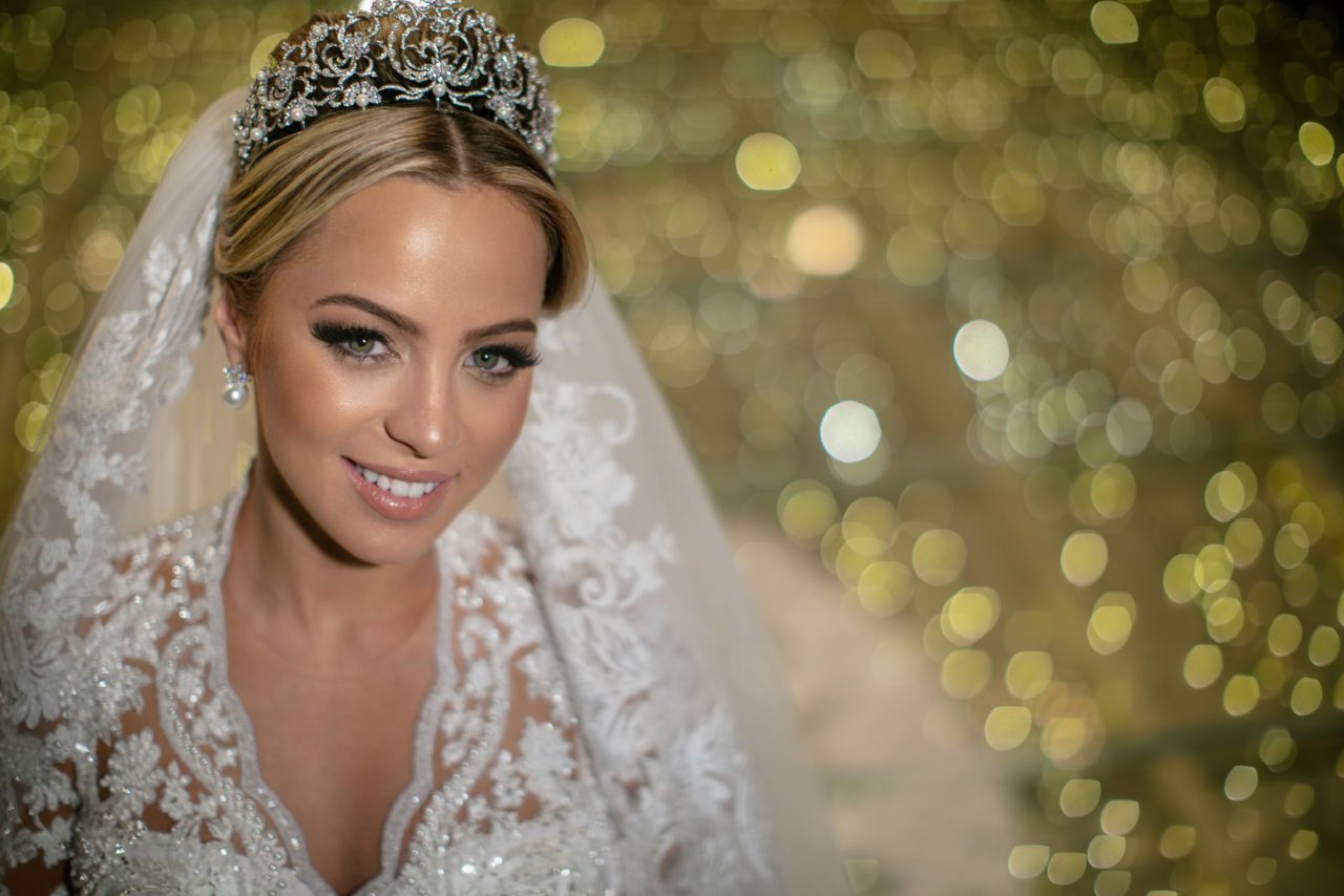 Bride with glittery background