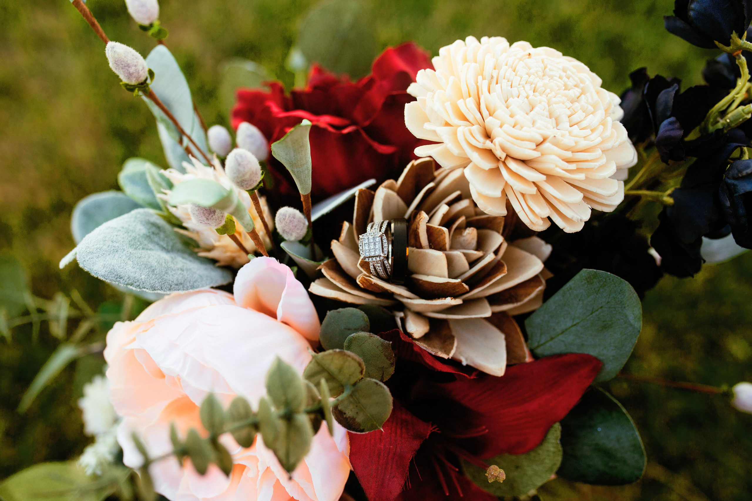 Wedding ring hidden in flowers