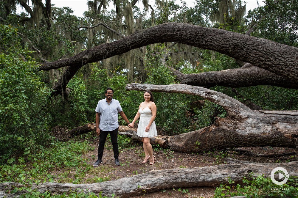 Engaged couple holding hands for Orlando engagement shoot