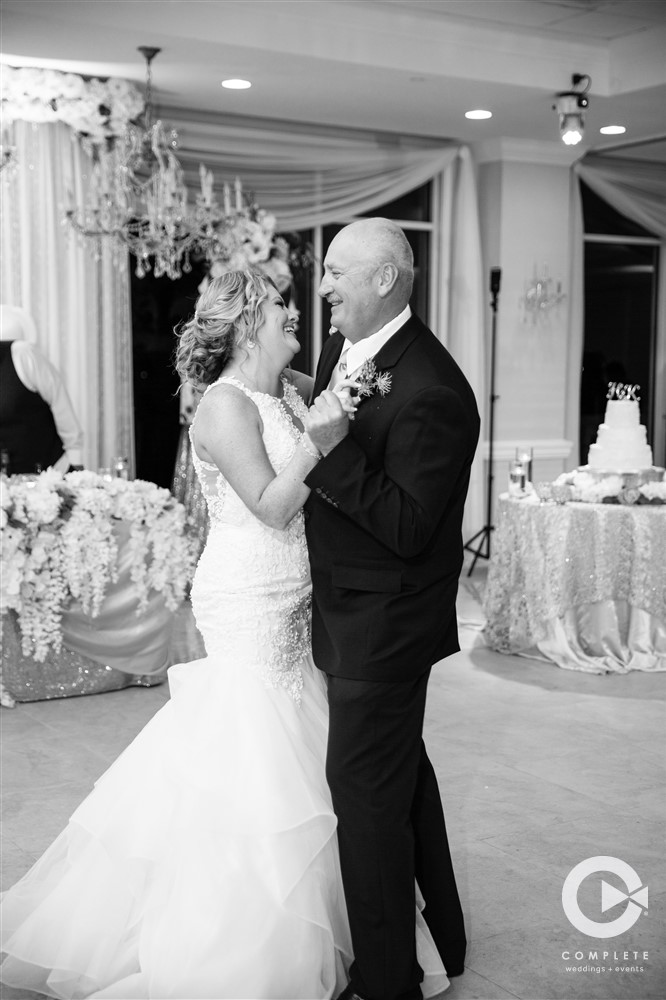 Father daughter dance black and white photo
