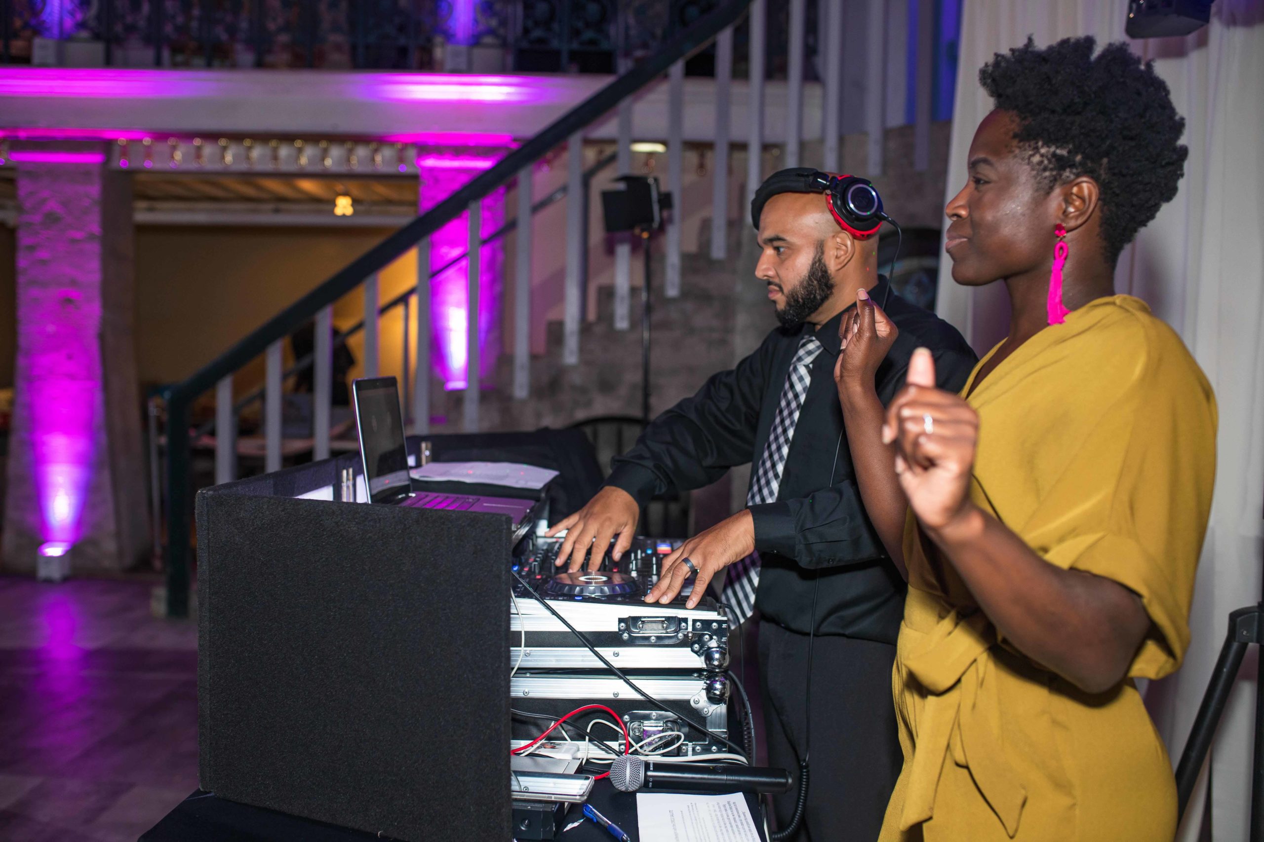 DJ April and Eddie dancing with the crowd during Orlando FL Wedding reception