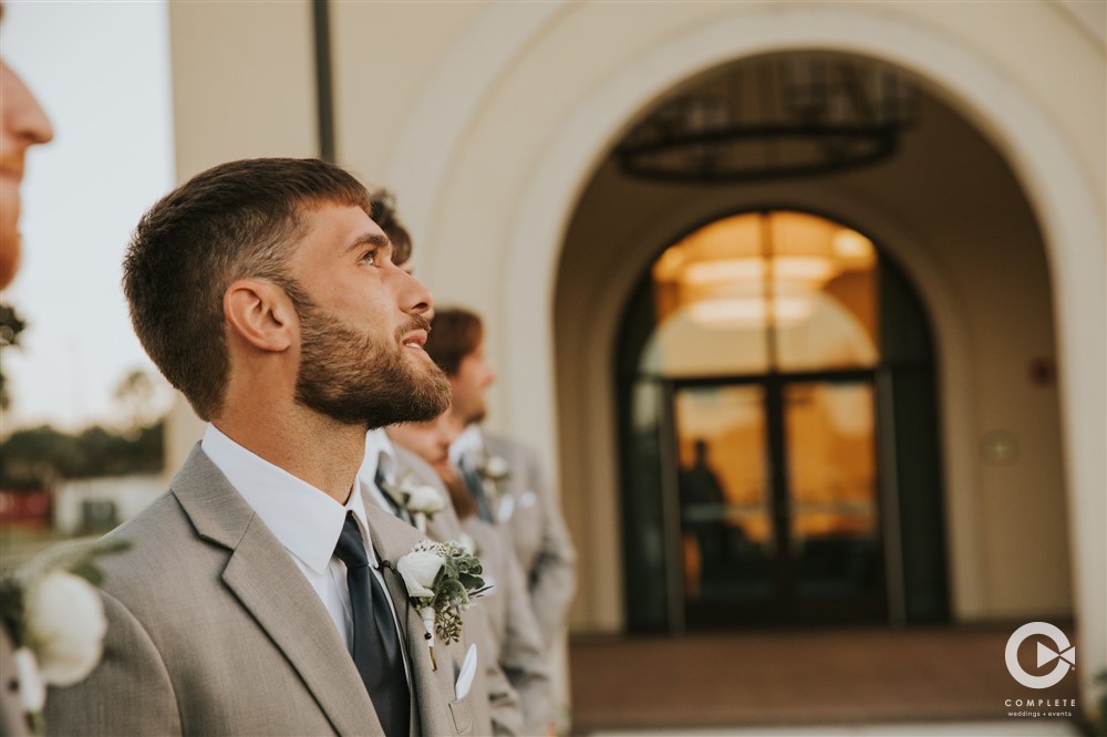 The Omni Resort Orlando groom waiting for his bride to walk down the isle beautiful Orlando wedding