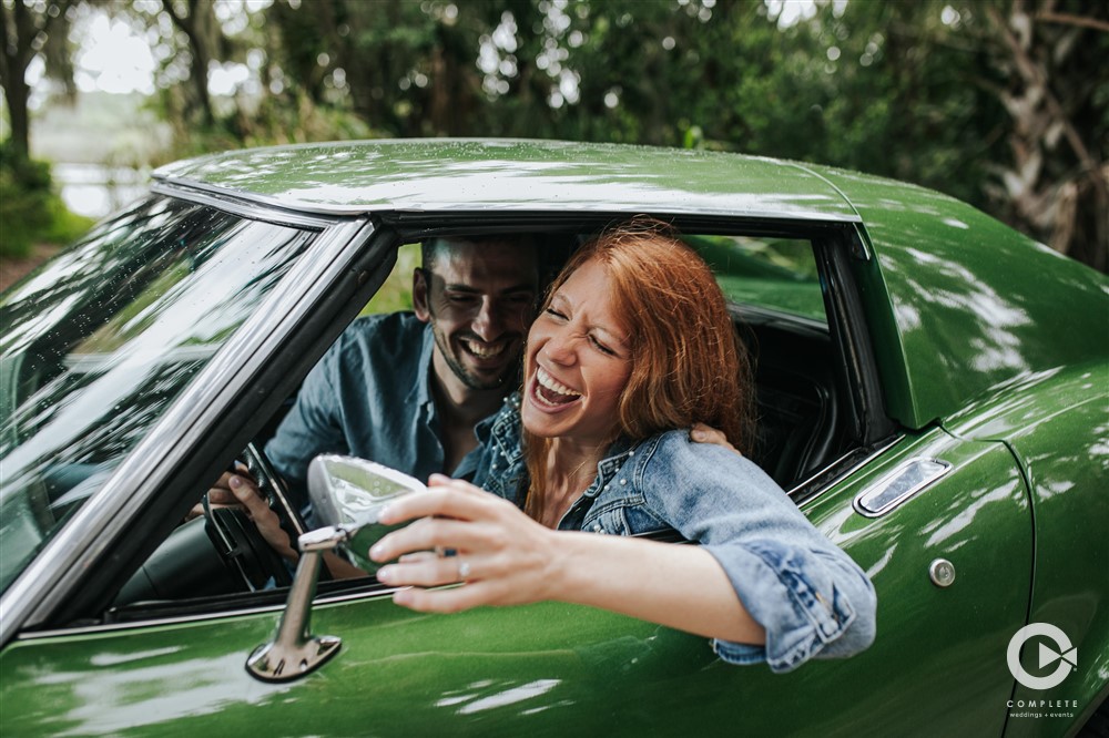 Vintage Car Engagement Photos