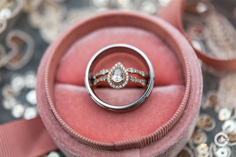 Detail photo of wedding rings October 2021 wedding