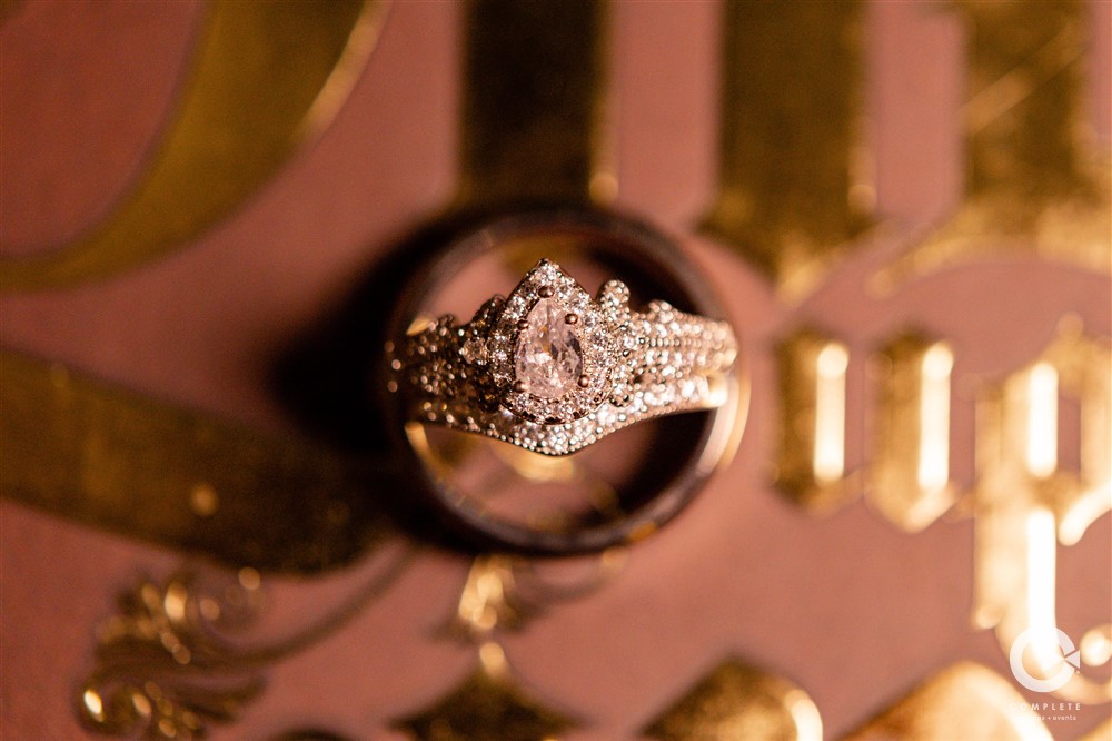 Wedding rings detail photo in West Orlando Bella Collina