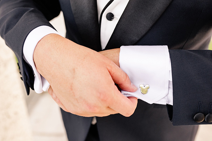 Orlando, FL groom with Mickey Mouse cuff links