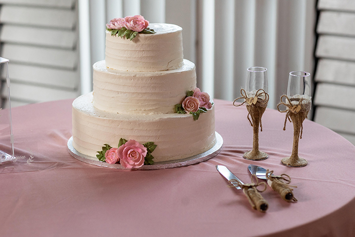 Pink decor for spring wedding at Paradise Cove