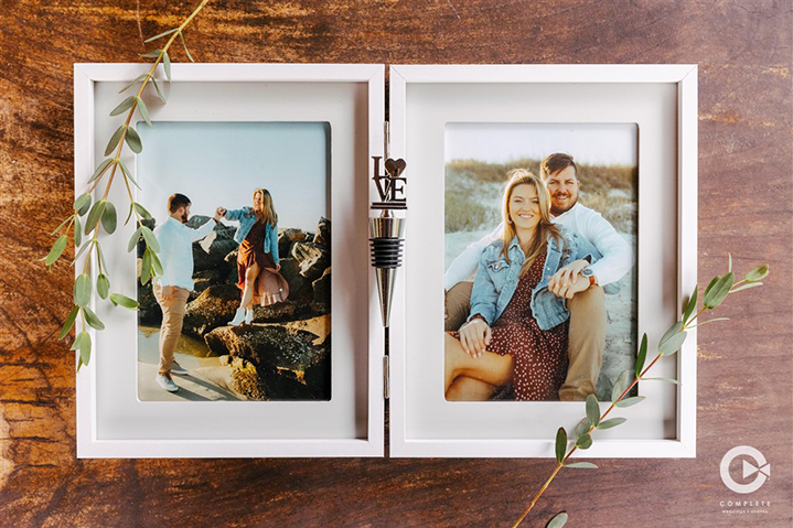 Engagement photos used as decoration in wedding at The Mulberry